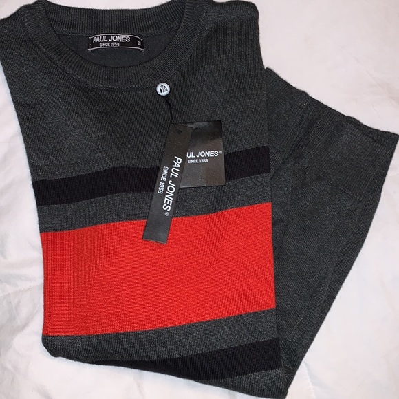 Sweater Long Sleeve Crew Neck Pullover Knitwear top black& red! - Picture 5 of 9
